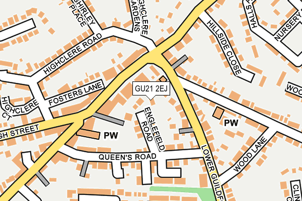 GU21 2EJ map - OS OpenMap – Local (Ordnance Survey)