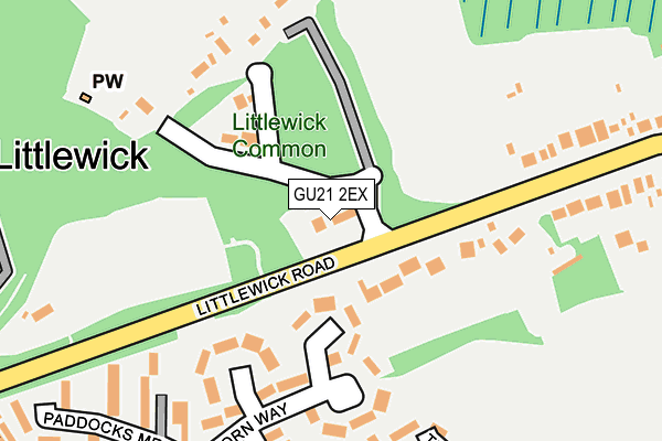 GU21 2EX map - OS OpenMap – Local (Ordnance Survey)