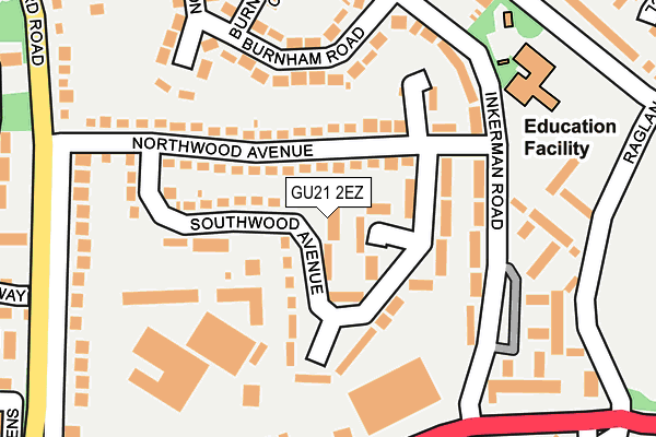 GU21 2EZ map - OS OpenMap – Local (Ordnance Survey)