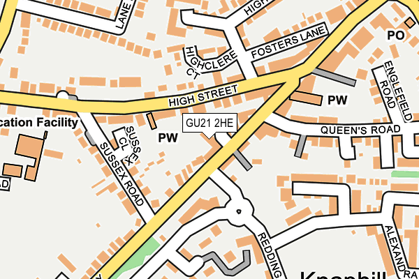 GU21 2HE map - OS OpenMap – Local (Ordnance Survey)