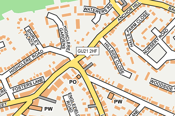 GU21 2HF map - OS OpenMap – Local (Ordnance Survey)