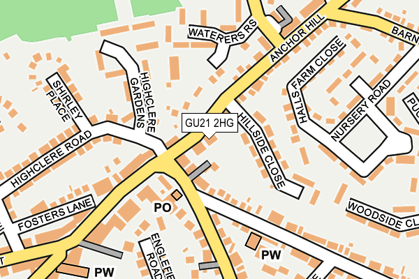 GU21 2HG map - OS OpenMap – Local (Ordnance Survey)