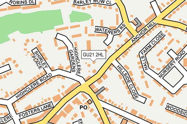 GU21 2HL map - OS OpenMap – Local (Ordnance Survey)