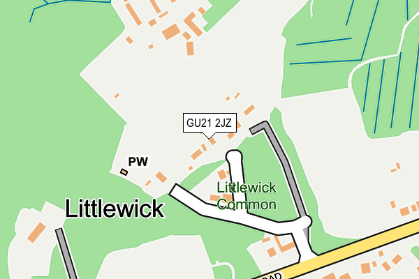 GU21 2JZ map - OS OpenMap – Local (Ordnance Survey)