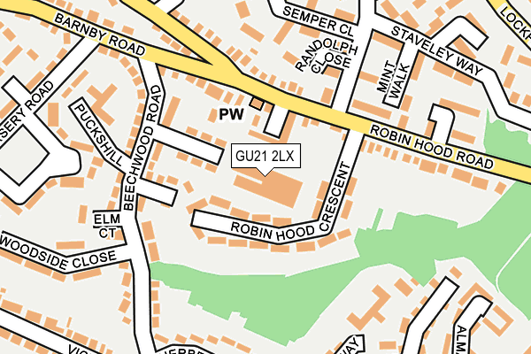 GU21 2LX map - OS OpenMap – Local (Ordnance Survey)