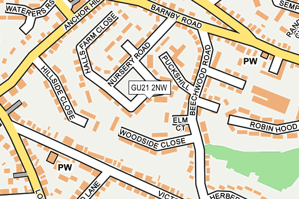 GU21 2NW map - OS OpenMap – Local (Ordnance Survey)