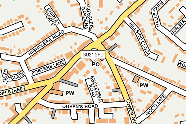 GU21 2PD map - OS OpenMap – Local (Ordnance Survey)