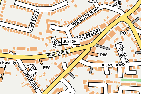 GU21 2PT map - OS OpenMap – Local (Ordnance Survey)