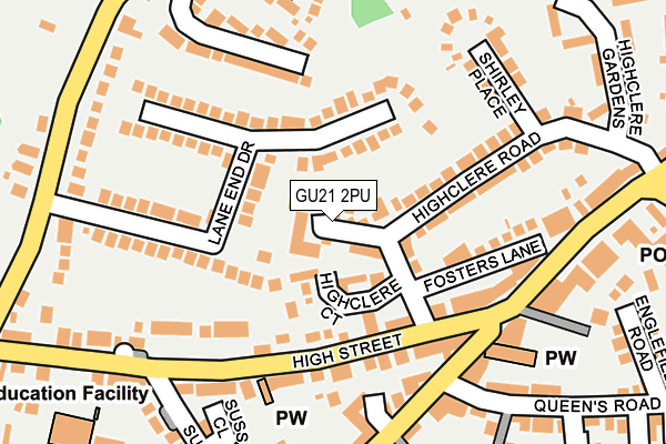 GU21 2PU map - OS OpenMap – Local (Ordnance Survey)