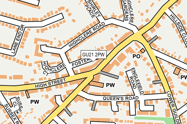 GU21 2PW map - OS OpenMap – Local (Ordnance Survey)