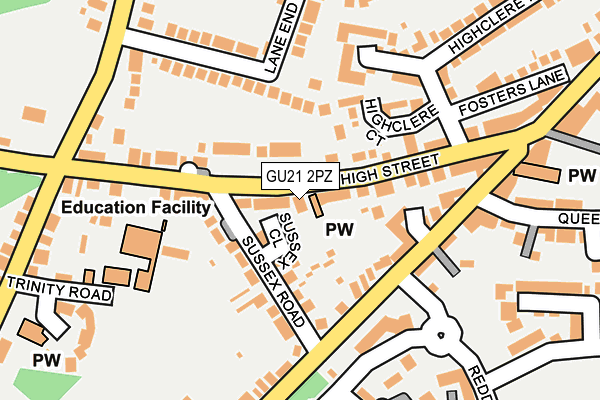 GU21 2PZ map - OS OpenMap – Local (Ordnance Survey)