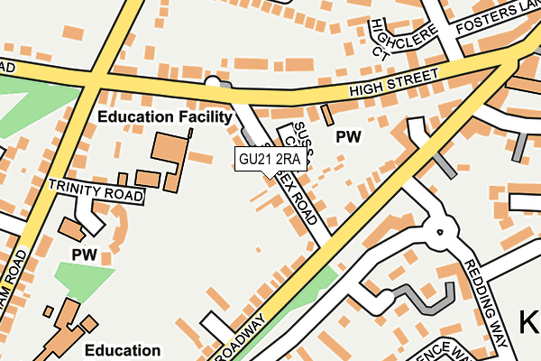 GU21 2RA map - OS OpenMap – Local (Ordnance Survey)