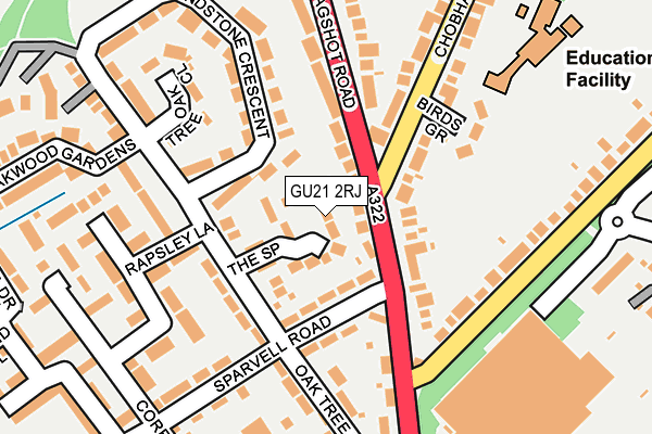 GU21 2RJ map - OS OpenMap – Local (Ordnance Survey)