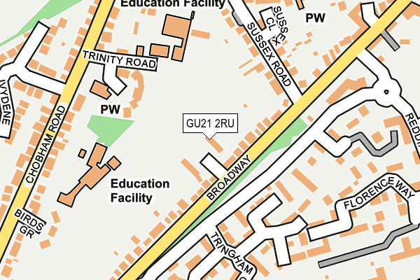 GU21 2RU map - OS OpenMap – Local (Ordnance Survey)