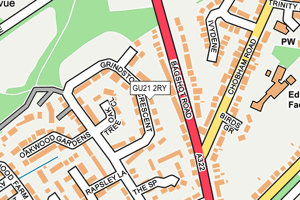 GU21 2RY map - OS OpenMap – Local (Ordnance Survey)