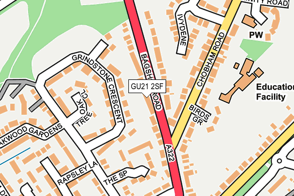 GU21 2SF map - OS OpenMap – Local (Ordnance Survey)