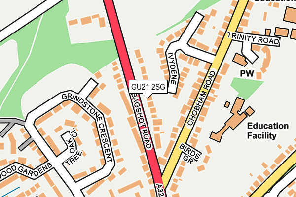 GU21 2SG map - OS OpenMap – Local (Ordnance Survey)