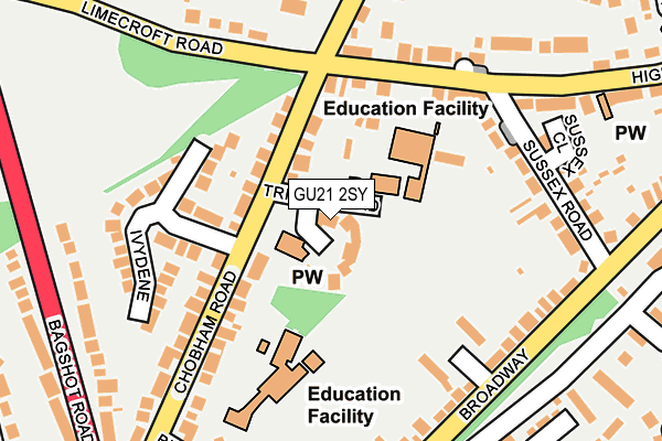 GU21 2SY map - OS OpenMap – Local (Ordnance Survey)