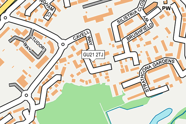 GU21 2TJ map - OS OpenMap – Local (Ordnance Survey)