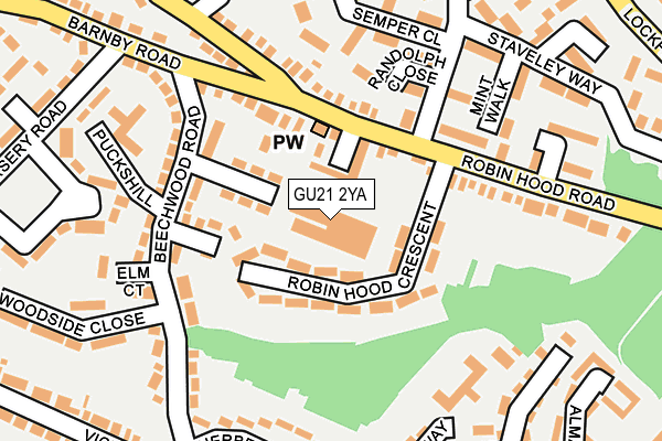 GU21 2YA map - OS OpenMap – Local (Ordnance Survey)