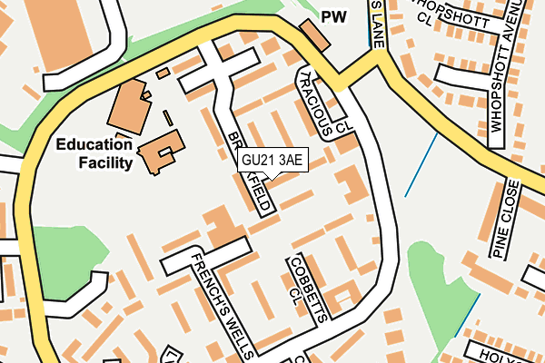 GU21 3AE map - OS OpenMap – Local (Ordnance Survey)