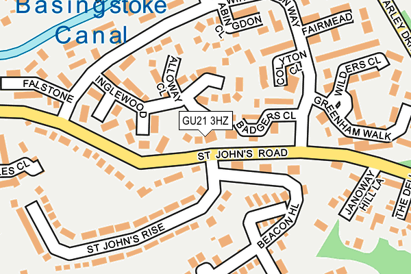 GU21 3HZ map - OS OpenMap – Local (Ordnance Survey)