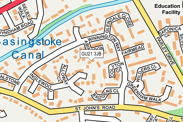 GU21 3JB map - OS OpenMap – Local (Ordnance Survey)