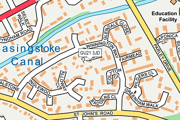 GU21 3JD map - OS OpenMap – Local (Ordnance Survey)