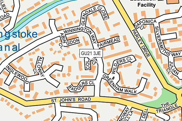 GU21 3JE map - OS OpenMap – Local (Ordnance Survey)