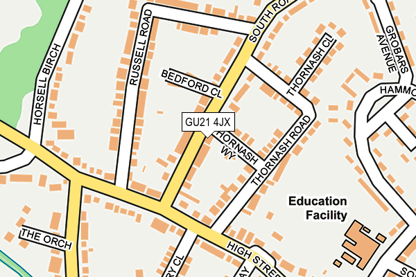 GU21 4JX map - OS OpenMap – Local (Ordnance Survey)