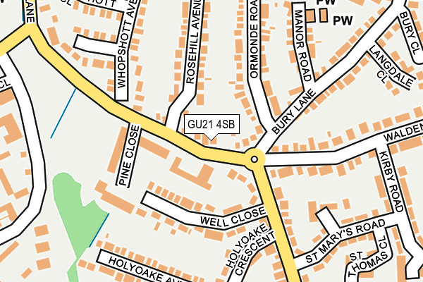 GU21 4SB map - OS OpenMap – Local (Ordnance Survey)
