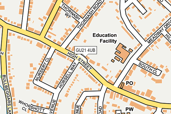 GU21 4UB map - OS OpenMap – Local (Ordnance Survey)