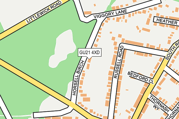 GU21 4XD map - OS OpenMap – Local (Ordnance Survey)