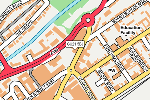 GU21 5BJ map - OS OpenMap – Local (Ordnance Survey)