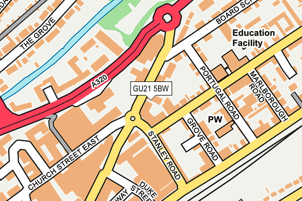 GU21 5BW map - OS OpenMap – Local (Ordnance Survey)