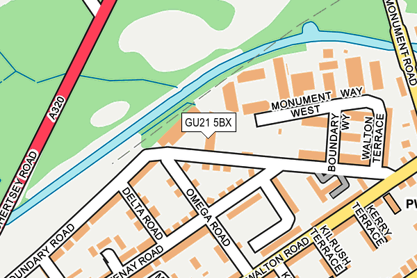 GU21 5BX map - OS OpenMap – Local (Ordnance Survey)