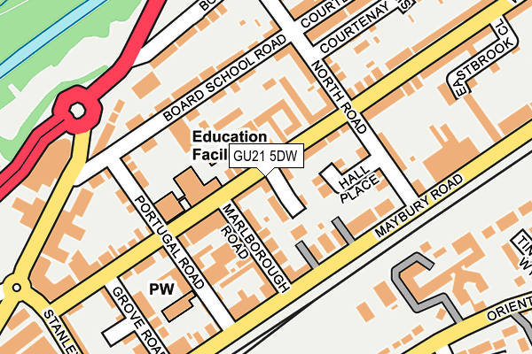 GU21 5DW map - OS OpenMap – Local (Ordnance Survey)