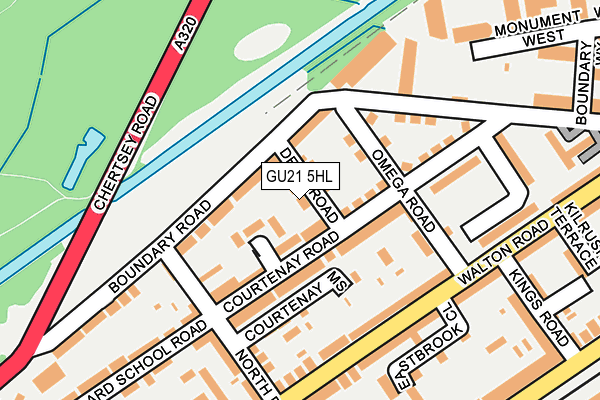 GU21 5HL map - OS OpenMap – Local (Ordnance Survey)