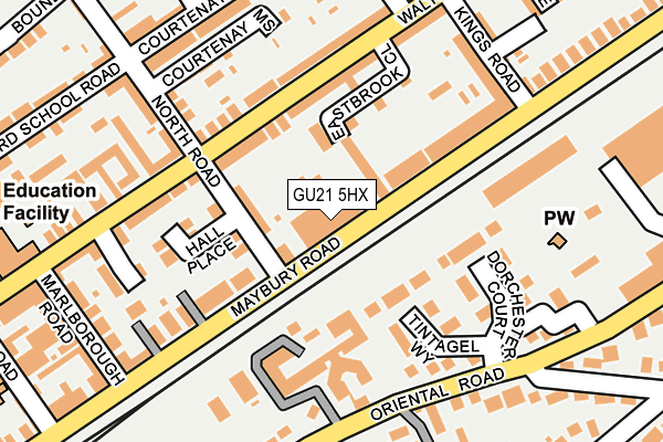 GU21 5HX map - OS OpenMap – Local (Ordnance Survey)