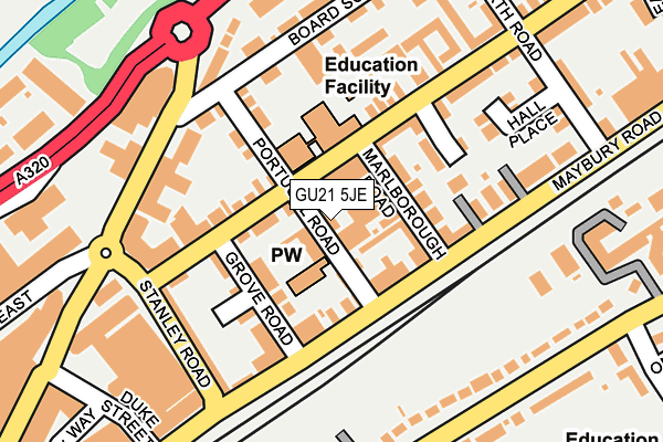 GU21 5JE map - OS OpenMap – Local (Ordnance Survey)