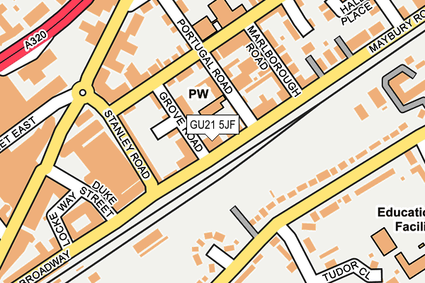 GU21 5JF map - OS OpenMap – Local (Ordnance Survey)