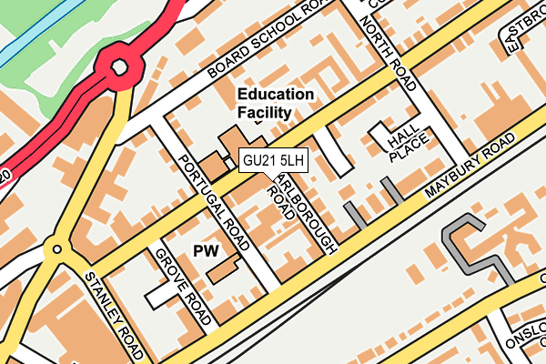 GU21 5LH map - OS OpenMap – Local (Ordnance Survey)