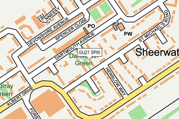 GU21 5PW map - OS OpenMap – Local (Ordnance Survey)