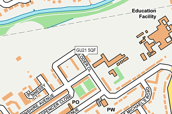 GU21 5QF map - OS OpenMap – Local (Ordnance Survey)