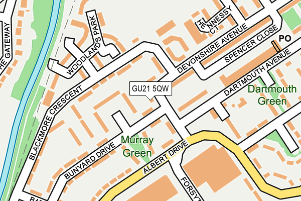 GU21 5QW map - OS OpenMap – Local (Ordnance Survey)