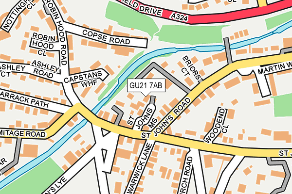 GU21 7AB map - OS OpenMap – Local (Ordnance Survey)