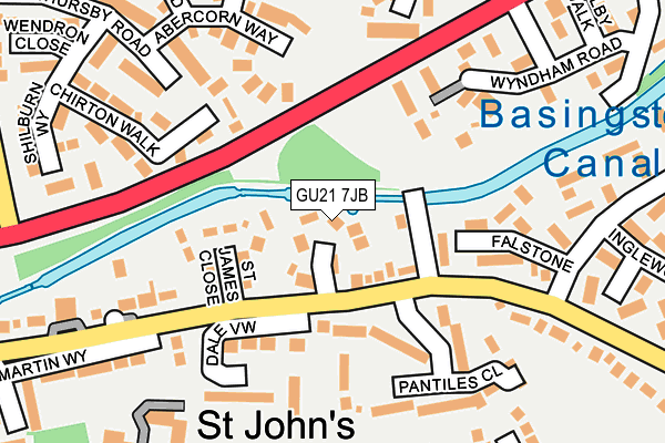 GU21 7JB map - OS OpenMap – Local (Ordnance Survey)