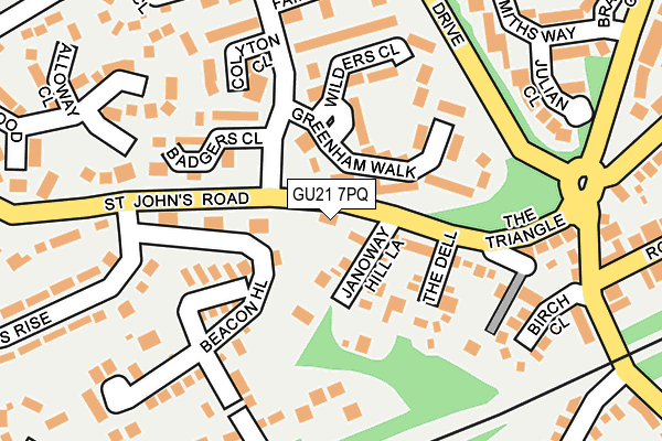 GU21 7PQ map - OS OpenMap – Local (Ordnance Survey)