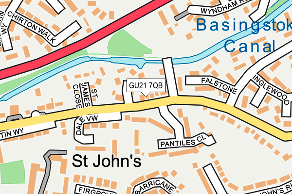 GU21 7QB map - OS OpenMap – Local (Ordnance Survey)