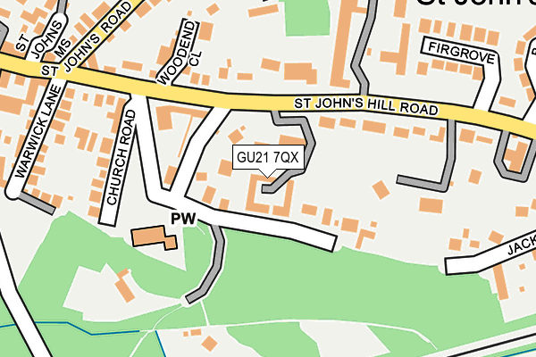 GU21 7QX map - OS OpenMap – Local (Ordnance Survey)